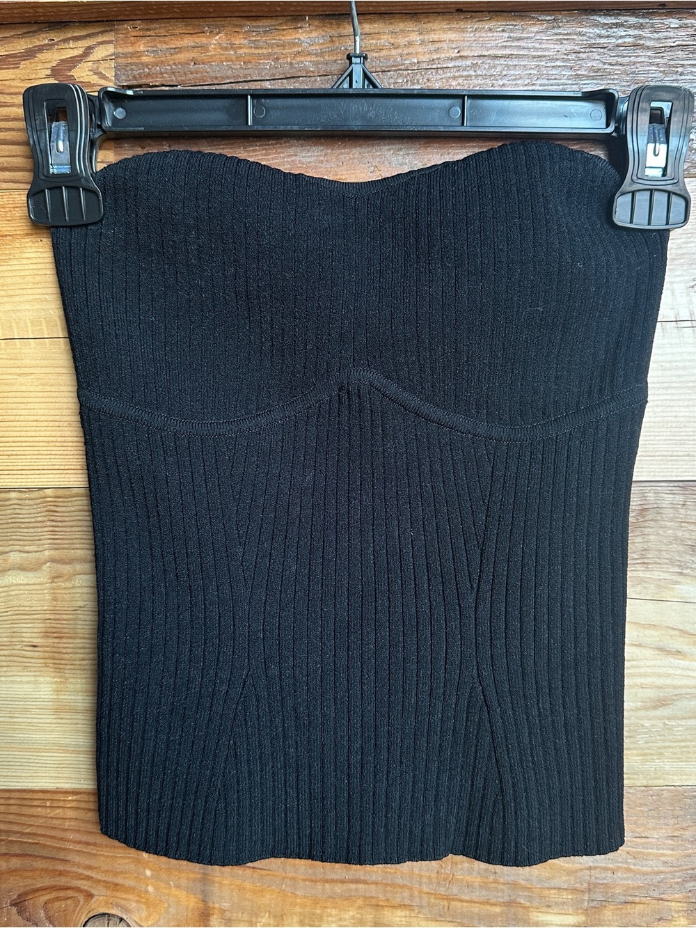 Strapless Black Ribbed Knit Tube Top Aritzia Wilfred XS